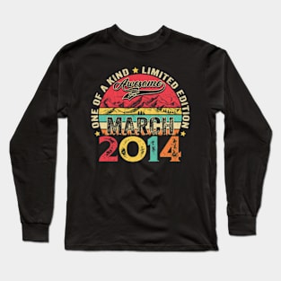 10 Years Old Awesome Since March 2014 10th Birthday Long Sleeve T-Shirt